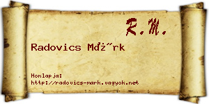 Radovics Márk névjegykártya